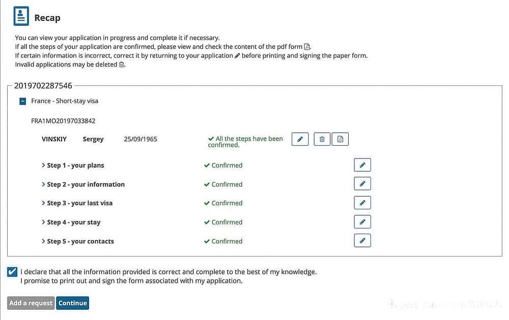 Анкета на визу во Францию онлайн