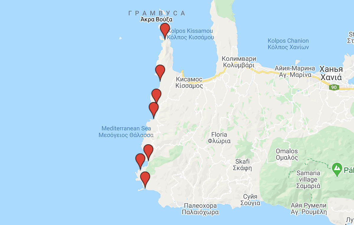 Пляжи Крита на западе