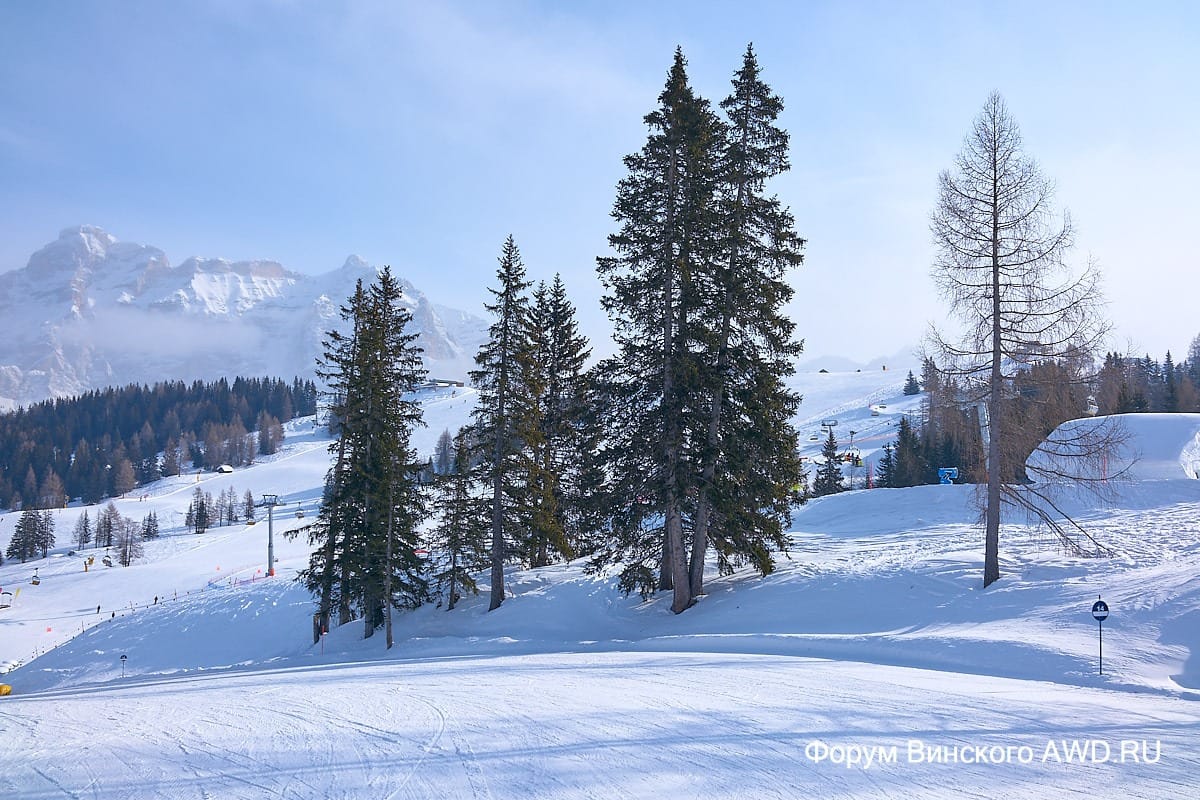 Корвара Италия горные лыжи в Доломитах