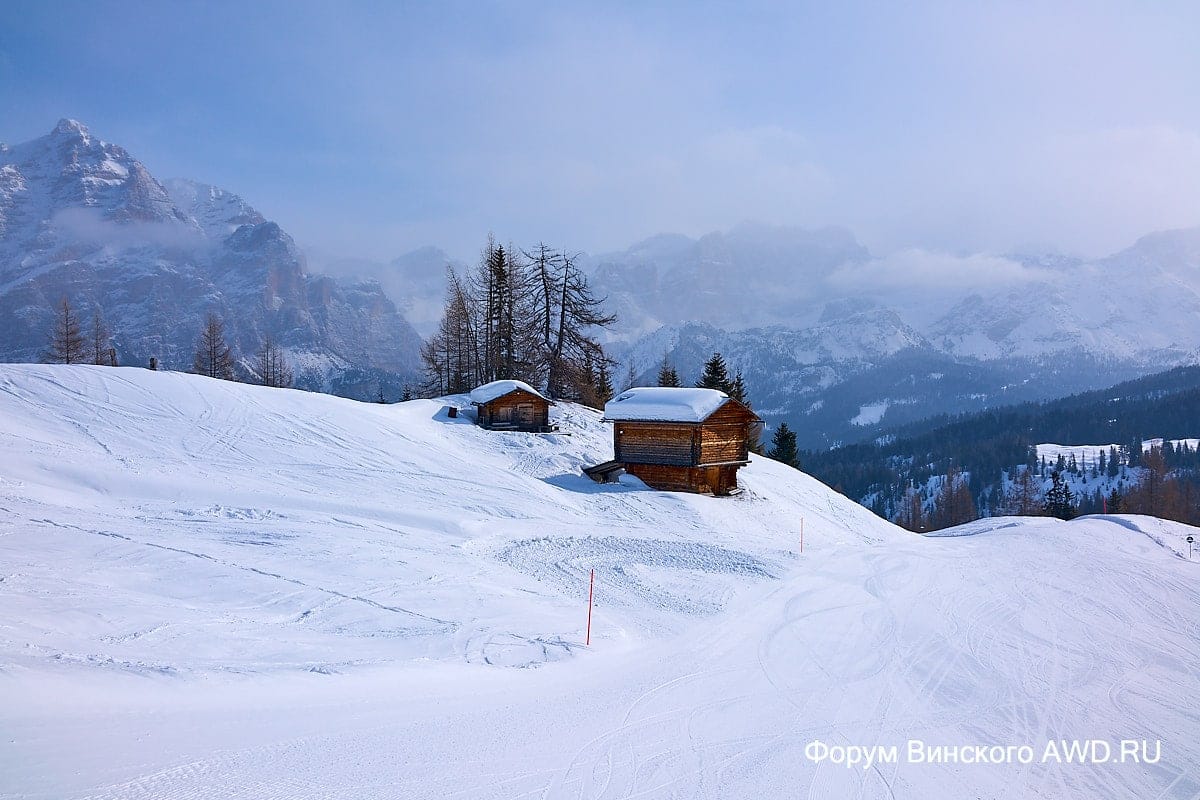 Корвара Италия горные лыжи в Доломитах