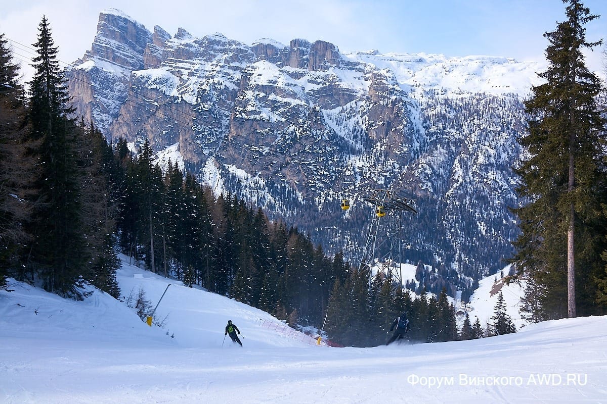Корвара Италия горные лыжи в Доломитах