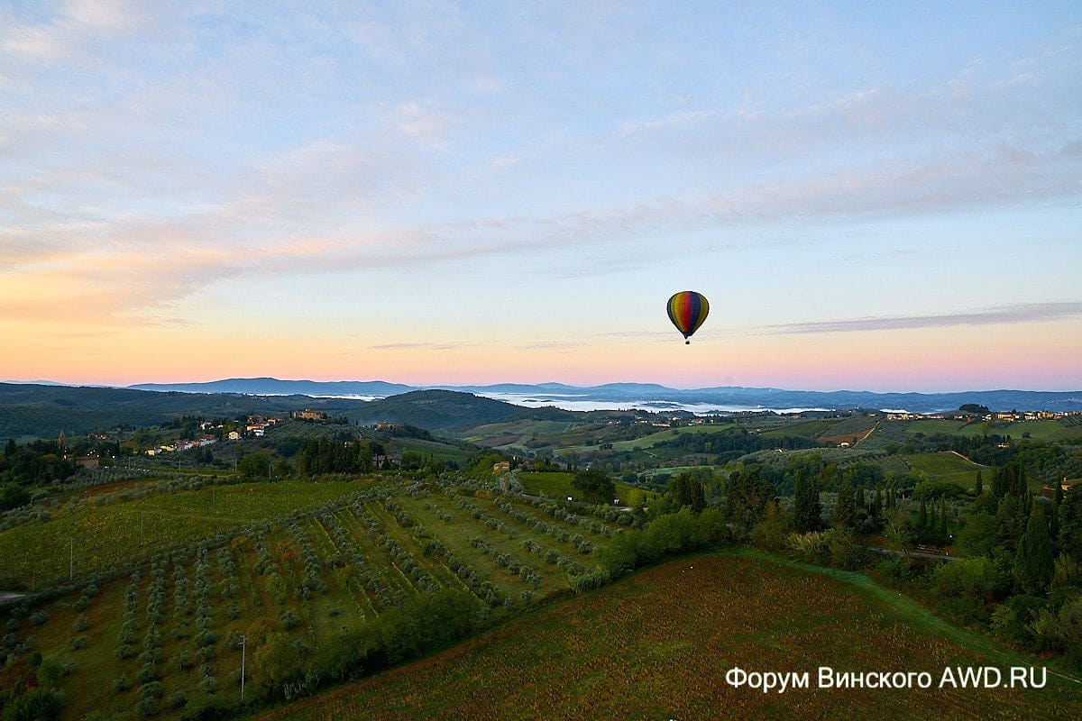 На воздушном шаре над долиной Кьянти в Тоскане