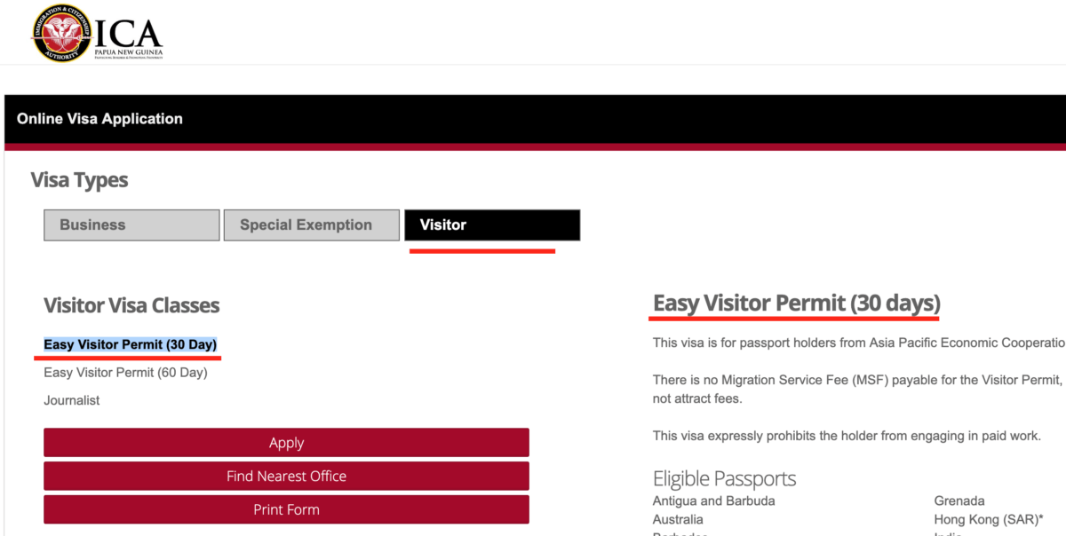 Виза в Папуа-Новую Гвинею
