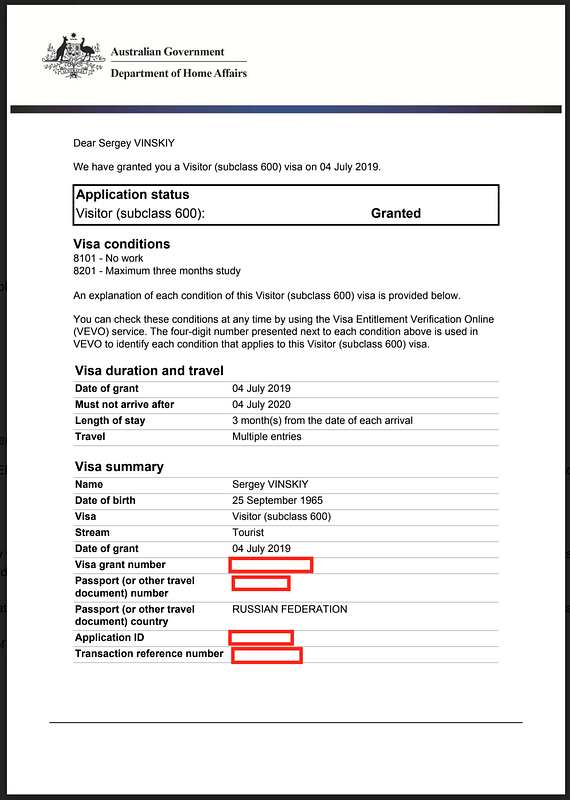 Виза в Австралию