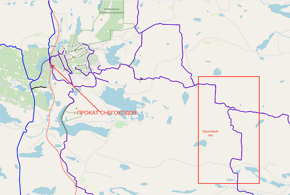 Карта трасс для снегохода в Финляндии