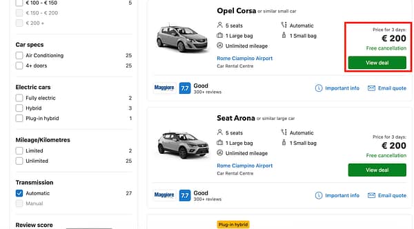 Аренда авто в Риме