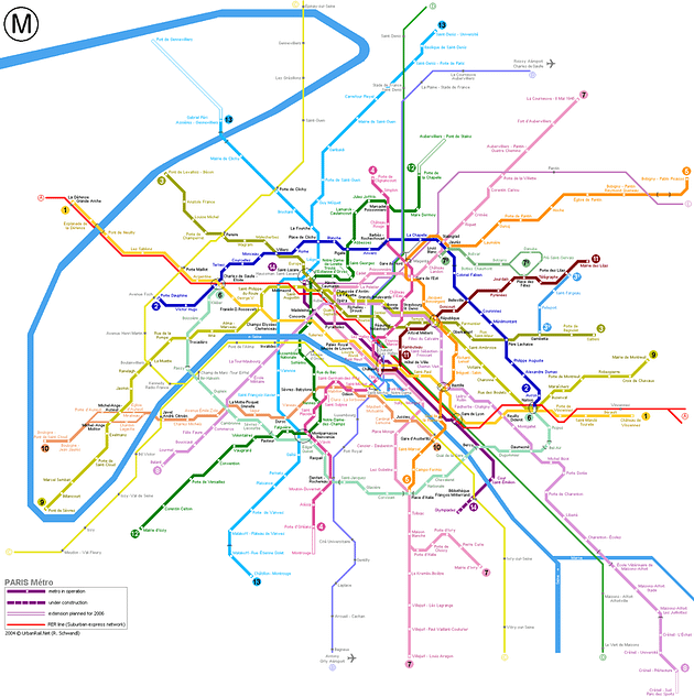 схема парижского метро