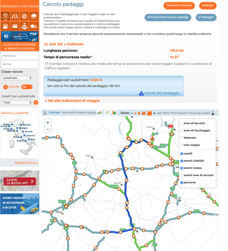 Платные дороги в Италии