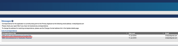 Письмо на биометрию виза в Австралию