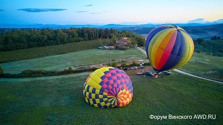 На воздушном шаре над долиной Кьянти в Тоскане