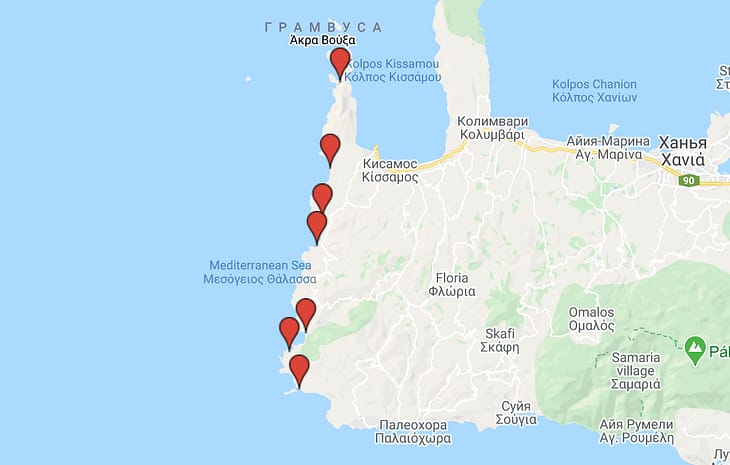 Пляжи Крита на западе