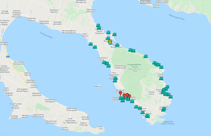 Пляжи Ситонии на карте