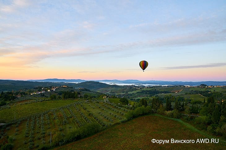 На воздушном шаре над долиной Кьянти в Тоскане