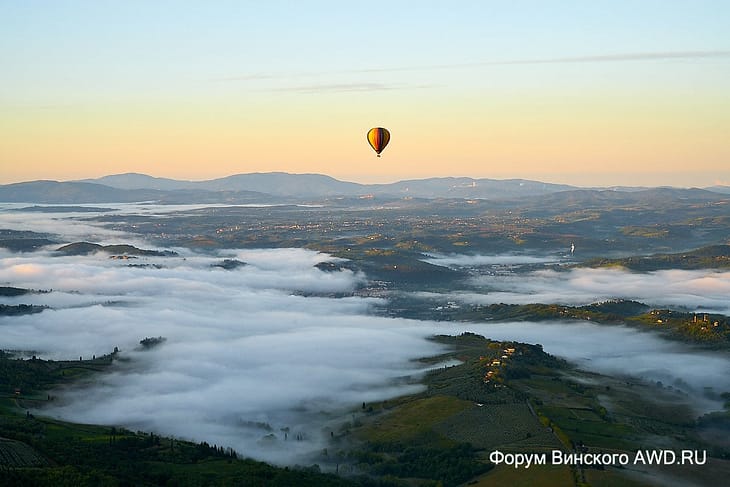 Полет на воздушном шаре над Тосканой