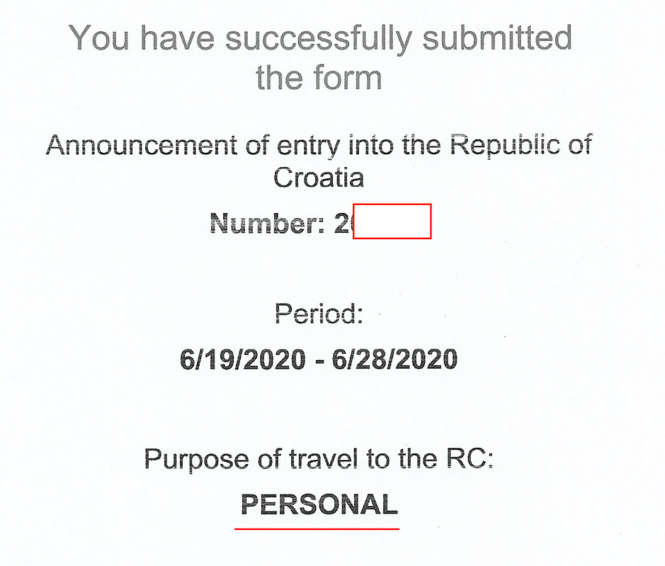 Уведомление перед въездом в Хорватию
