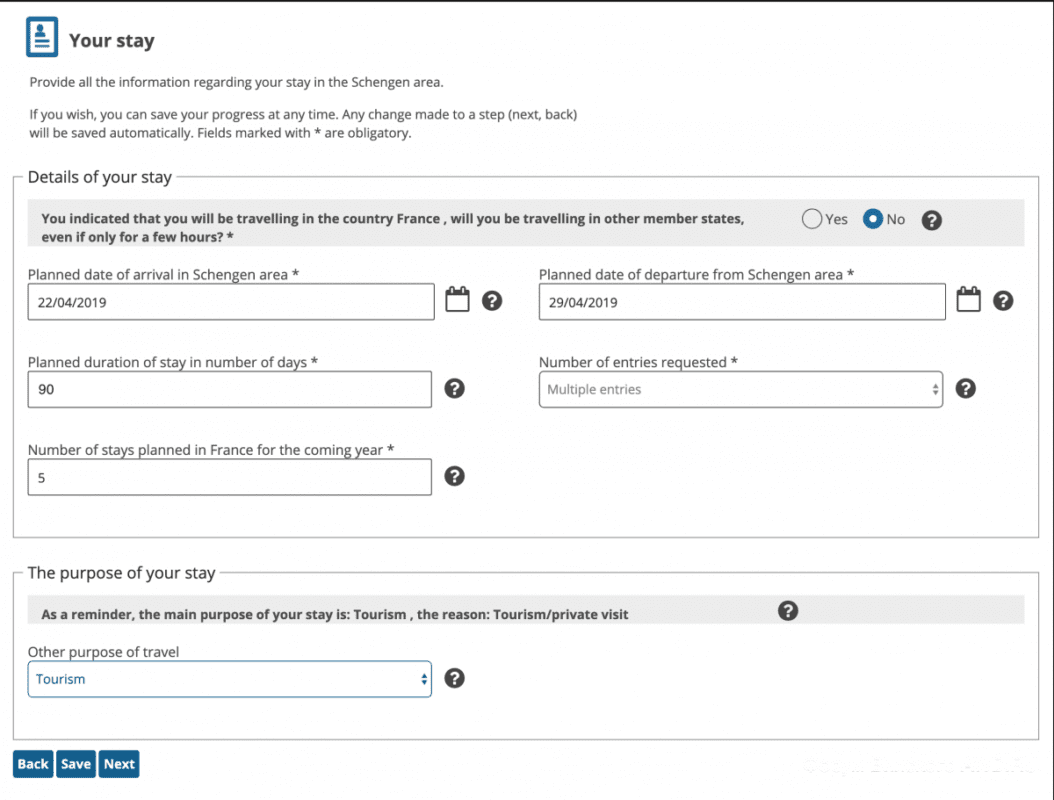 Анкета на визу во Францию