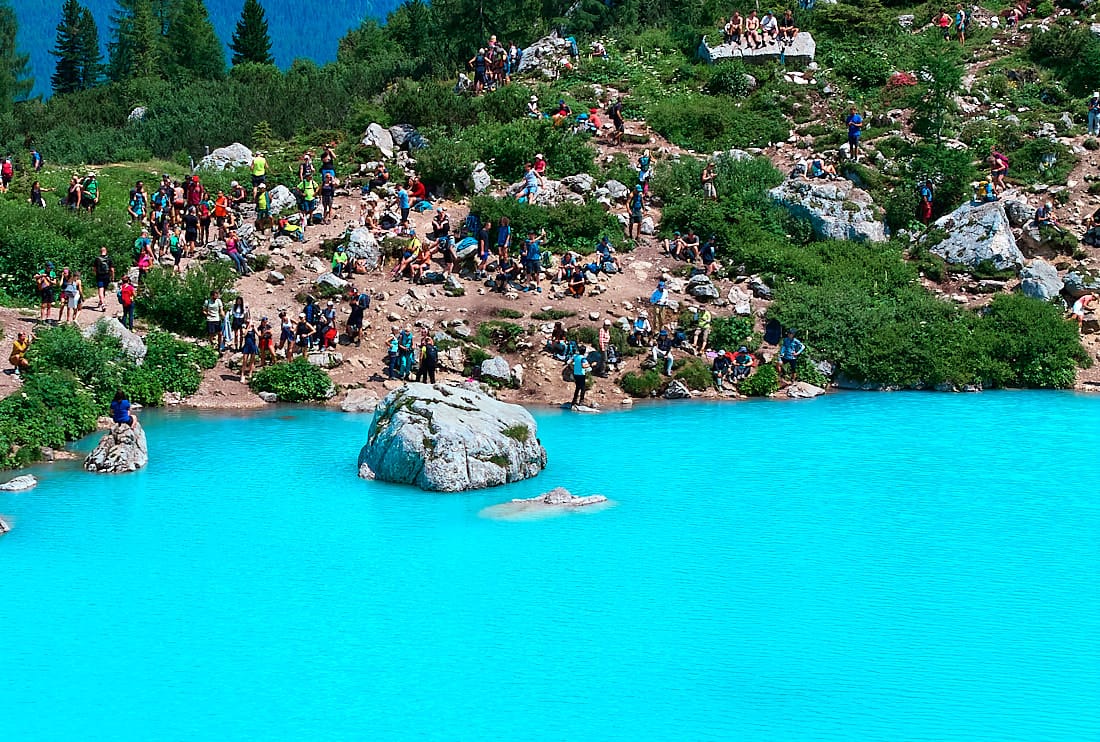 Lake Sorapis in the Dolomites