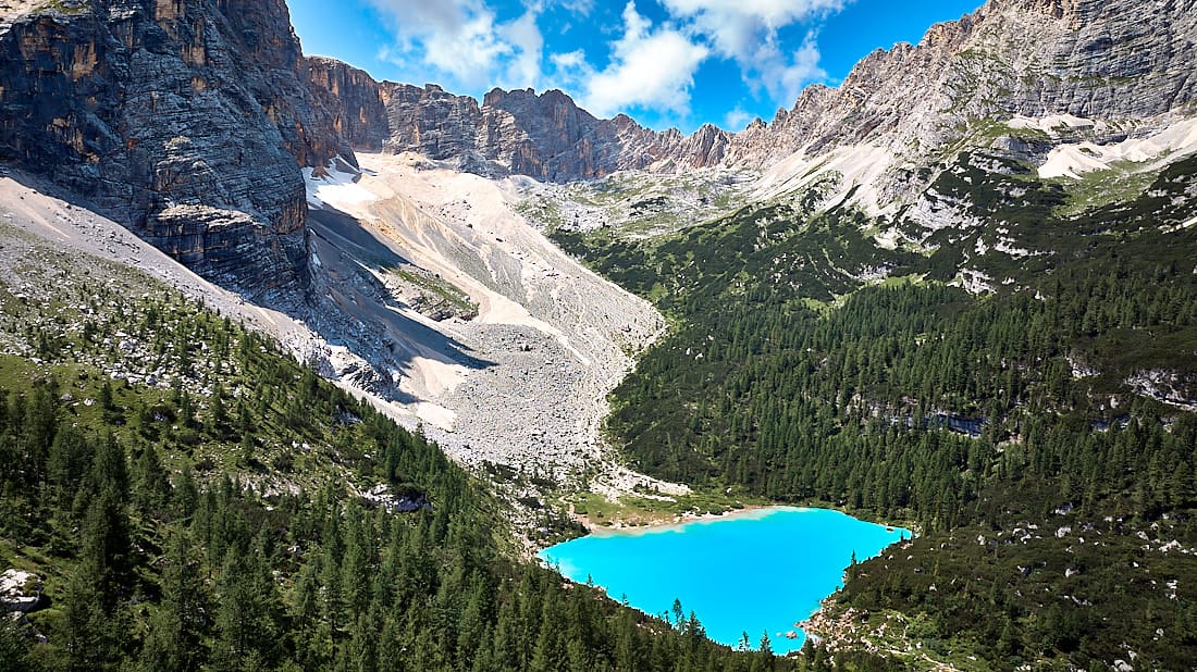 Lake Sorapis in the Dolomites